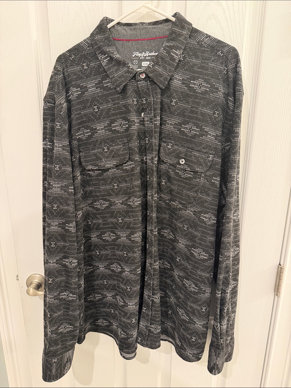 Flag & Anthem - Gray Patterned Long-Sleeve Button-Down Shirt